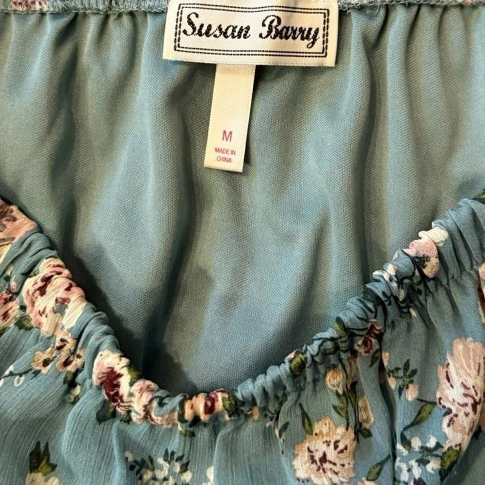 Elegant Floral Maxi Skirt - Teal - Picture 4 of 8